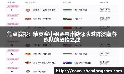 焦点战报：精英赛小组赛惠州游泳队对阵济南游泳队的巅峰之战